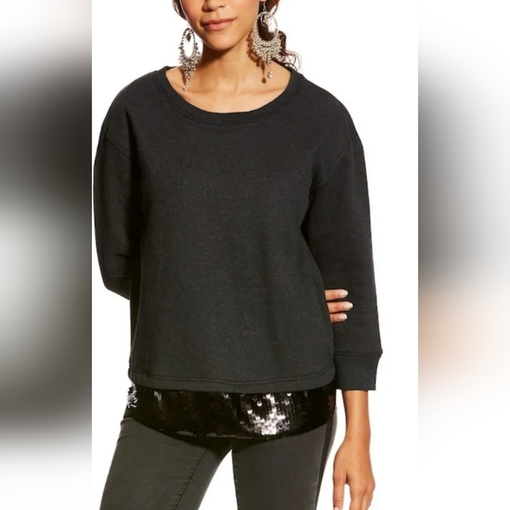Ariat Heather Dazzle Women's Fleece Lined Sequined Hem Sweater sz S